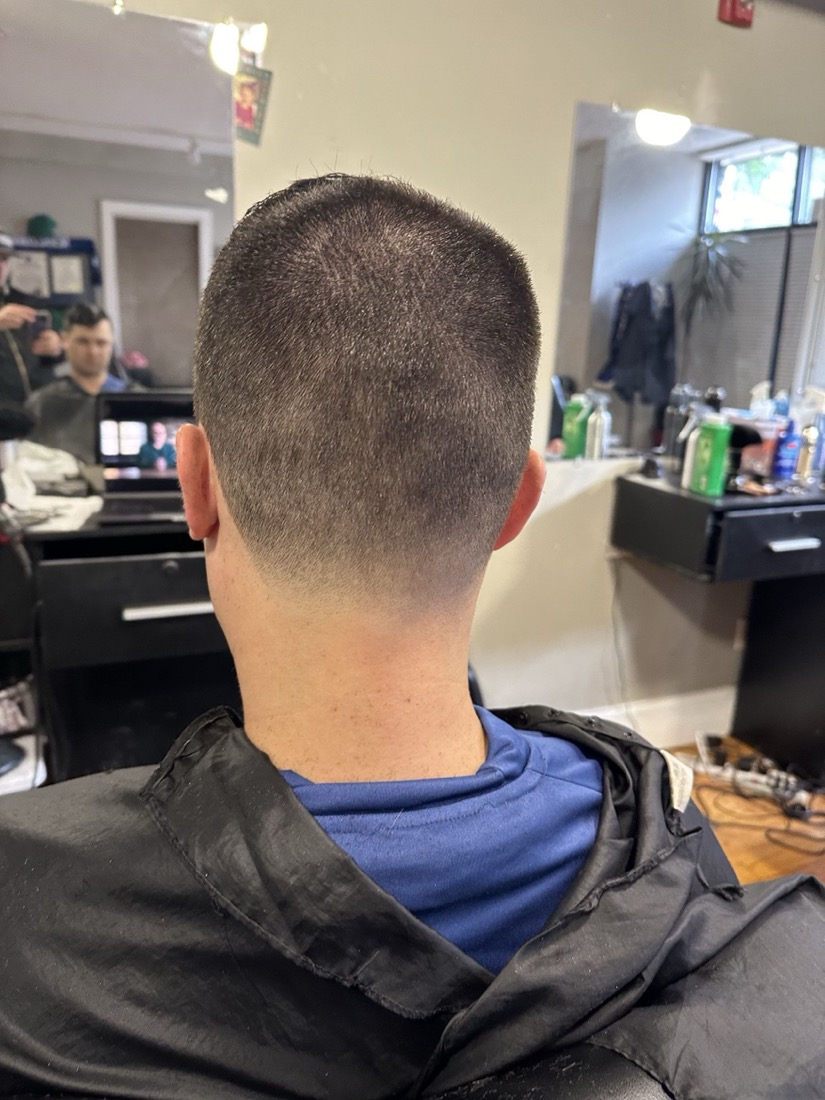 High and tight cut, back view